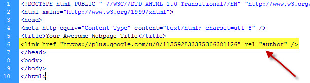 Authorship link in head tag