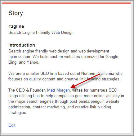 Google+ Page About Section