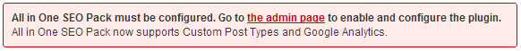 All in One SEO admin notification