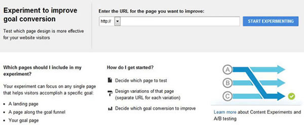 Google Analytics Content Experiments