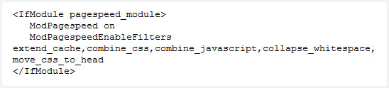 ModPagespeed htaccess code