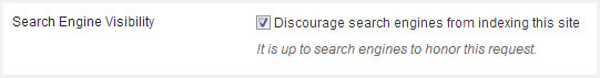 Search engine visibility WordPress setting