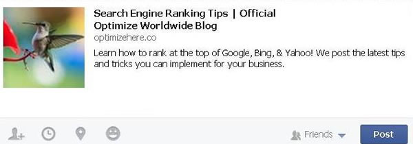 Optimize Worldwide blog description on facebook share