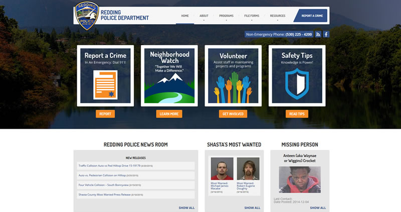 Redding Police Department - Website Design by Optimize Worldwide