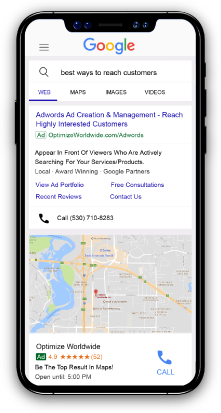 Mobile Phone with Google PPC Search Ads