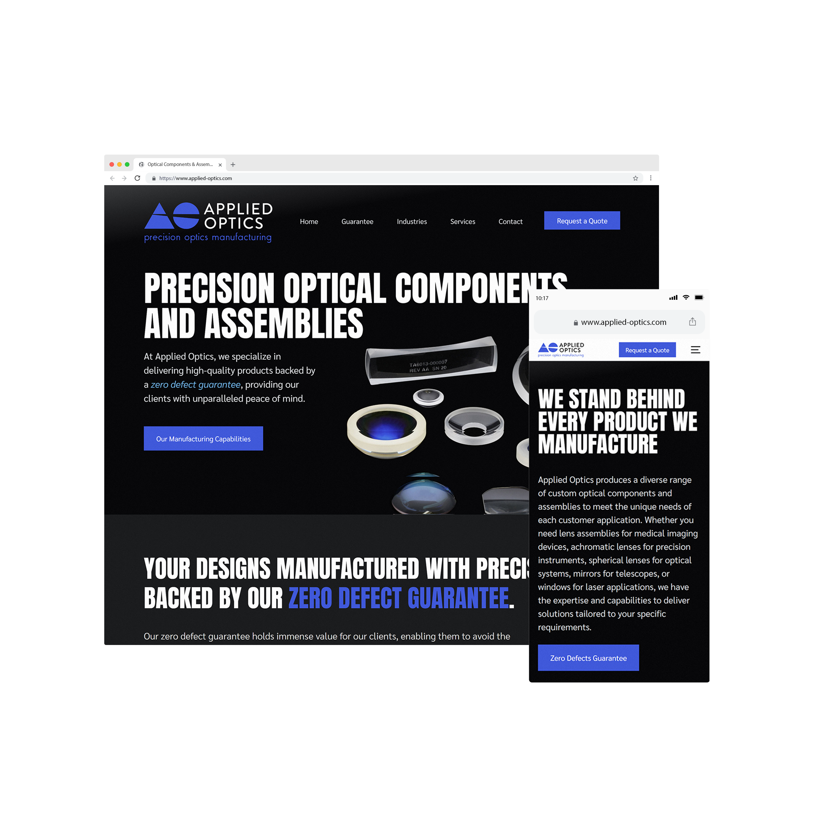 Optical Components and Assemblies Manufacturer - Website Design