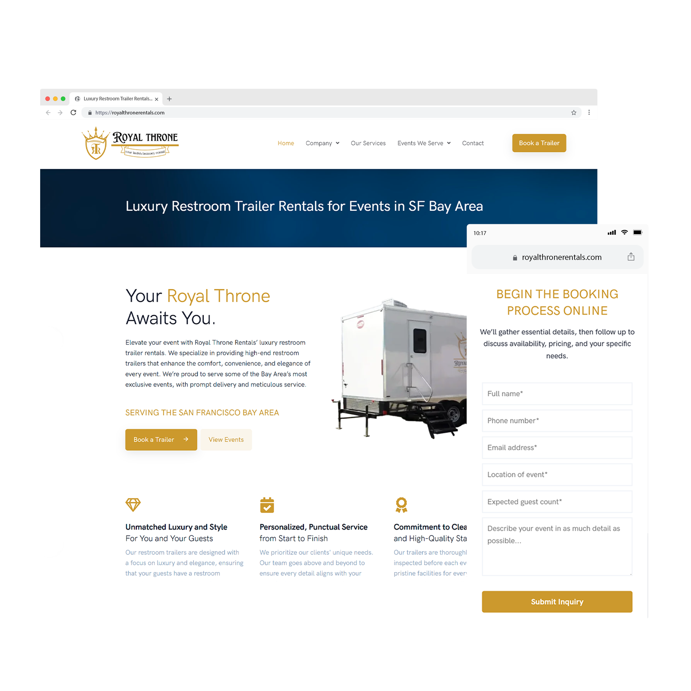 Luxury Restroom Trailer Rentals - Website Design