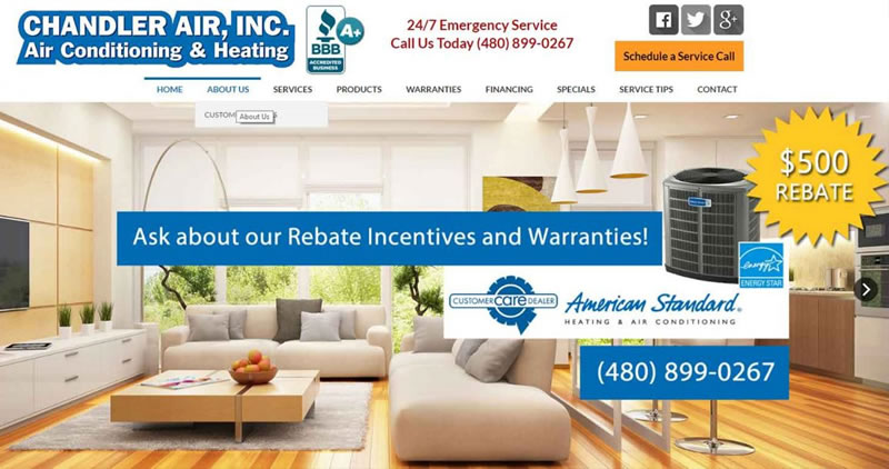 Air Conditioning and Heating - Website Design