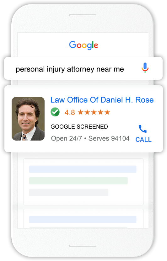 Google Screened Ads on Phone for Attorneys