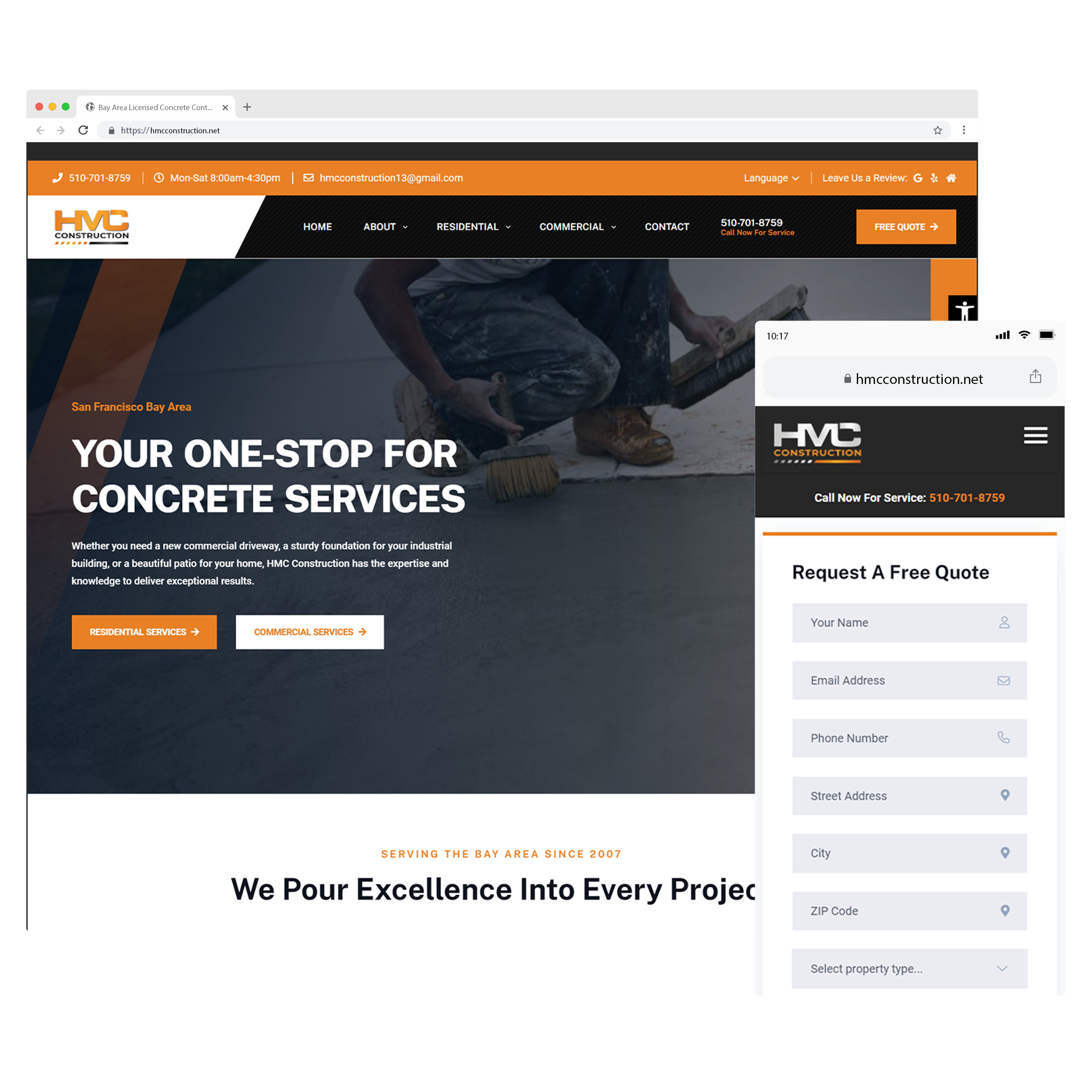 Residential and Commercial Concrete Contractor - Web Design