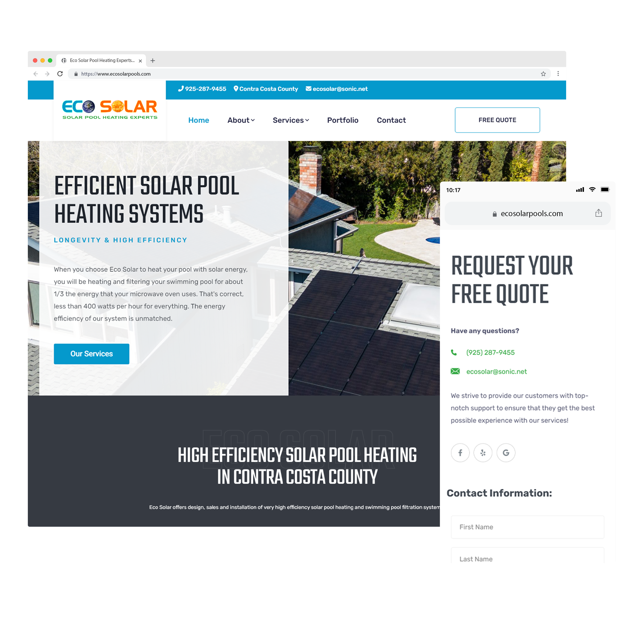 Solar Pool Heating Contractor - Web Design