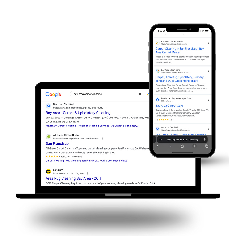 Local SEO search results mobile and desktop